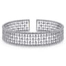 14K White Gold Wide Diamond Cage Cuff Bracelet - 0.75 ct