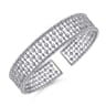 14K White Gold Wide Diamond Cage Cuff Bracelet - 0.75 ct