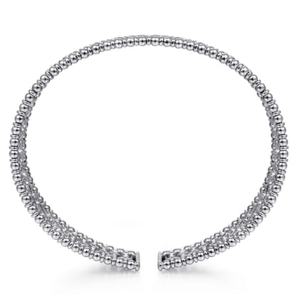 14K White Gold Wide Diamond Cage Cuff Bracelet