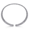 14K White Gold Wide Diamond Cage Cuff Bracelet - 0.75 ct
