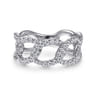 14K White Gold Wide Diamond Open Link Ring - 0.75 ct