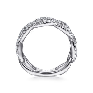 14K White Gold Wide Diamond Open Link Ring