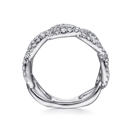 14K White Gold Wide Diamond Open Link Ring