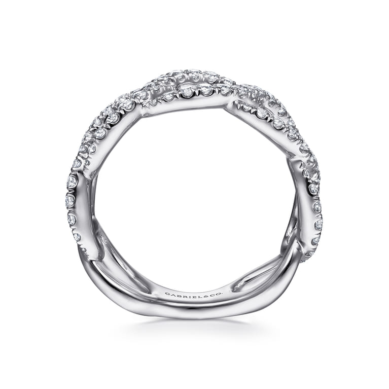 14K White Gold Wide Diamond Open Link Ring - 0.75 ct - Shot 2