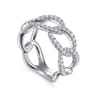 14K White Gold Wide Diamond Open Link Ring - 0.75 ct