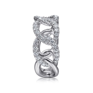 14K White Gold Wide Diamond Open Link Ring