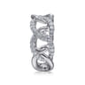14K White Gold Wide Diamond Open Link Ring - 0.75 ct