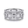 14K White Gold Wide Five Row Diamond Station Ring - 0.75 ct