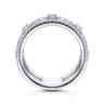 14K White Gold Wide Five Row Diamond Station Ring - 0.75 ct