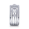 14K White Gold Wide Five Row Diamond Station Ring - 0.75 ct