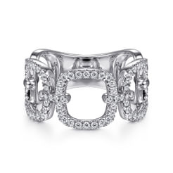 14K White Gold Wide Open Diamond Square Ring
