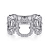 14K White Gold Wide Open Diamond Square Ring - 0.45 ct