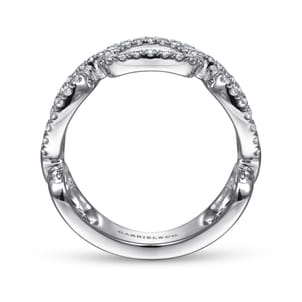 14K White Gold Wide Open Diamond Square Ring