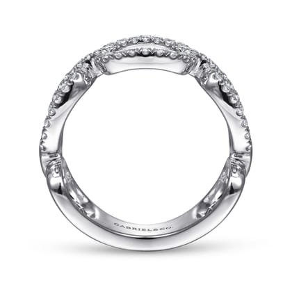 14K White Gold Wide Open Diamond Square Ring