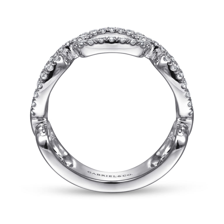 14K White Gold Wide Open Diamond Square Ring - 0.45 ct - Shot 2