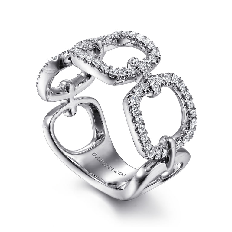 14K White Gold Wide Open Diamond Square Ring - 0.45 ct - Shot 3