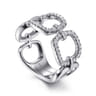 14K White Gold Wide Open Diamond Square Ring - 0.45 ct