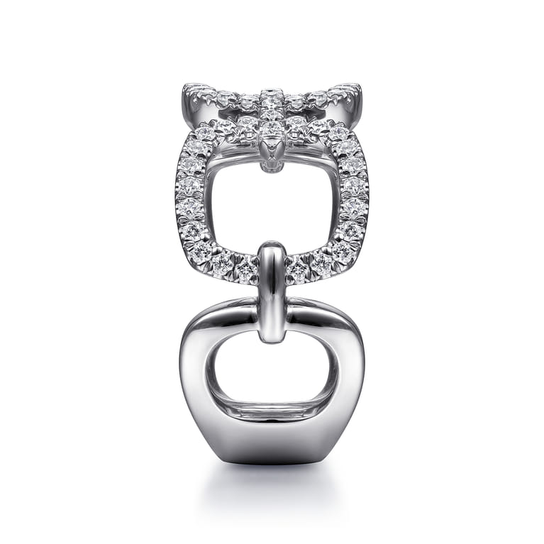 14K White Gold Wide Open Diamond Square Ring - 0.45 ct - Shot 4