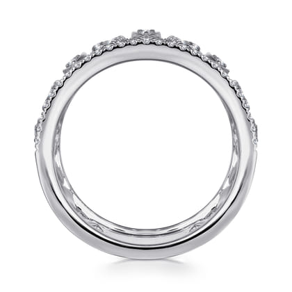 14K White Gold Wide Open Pattern Diamond Ring