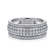 14K White Gold Wide Pave Diamond Band