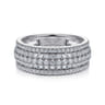 14K White Gold Wide Pave Diamond Band - 1 ct