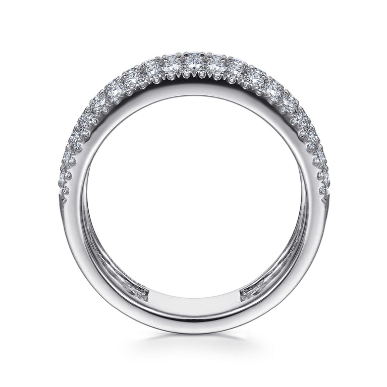 14K White Gold Wide Pave Diamond Band - 1 ct - Shot 2