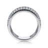 14K White Gold Wide Pave Diamond Band - 1 ct