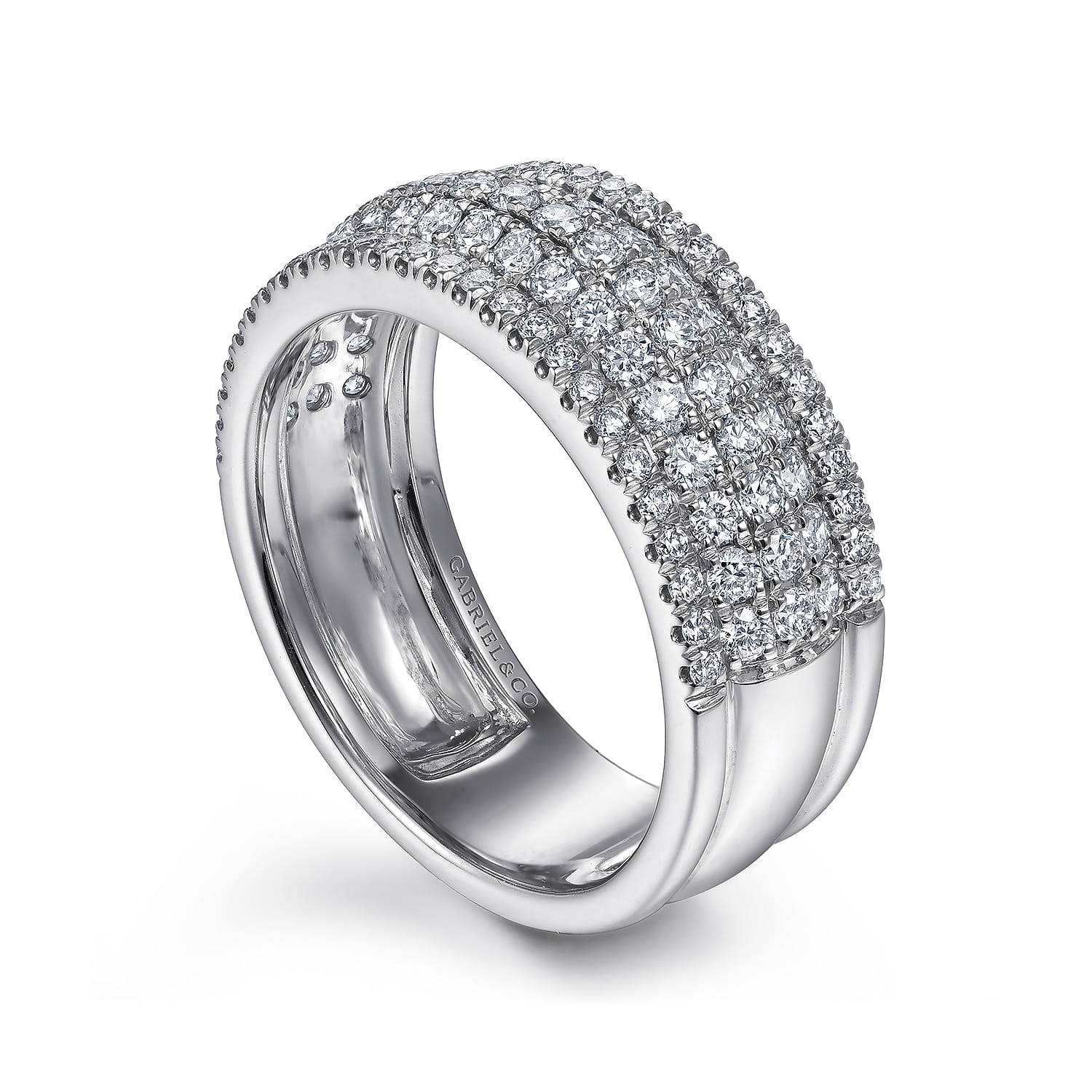 14K White Gold Wide Pave Diamond Band - 1 ct - Shot 3