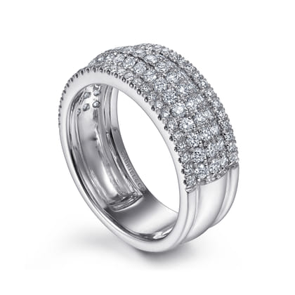 14K White Gold Wide Pave Diamond Band