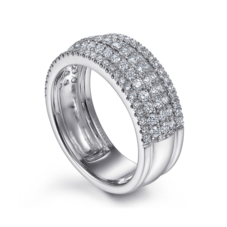 14K White Gold Wide Pave Diamond Band - 1 ct - Shot 3