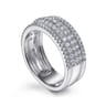 14K White Gold Wide Pave Diamond Band - 1 ct