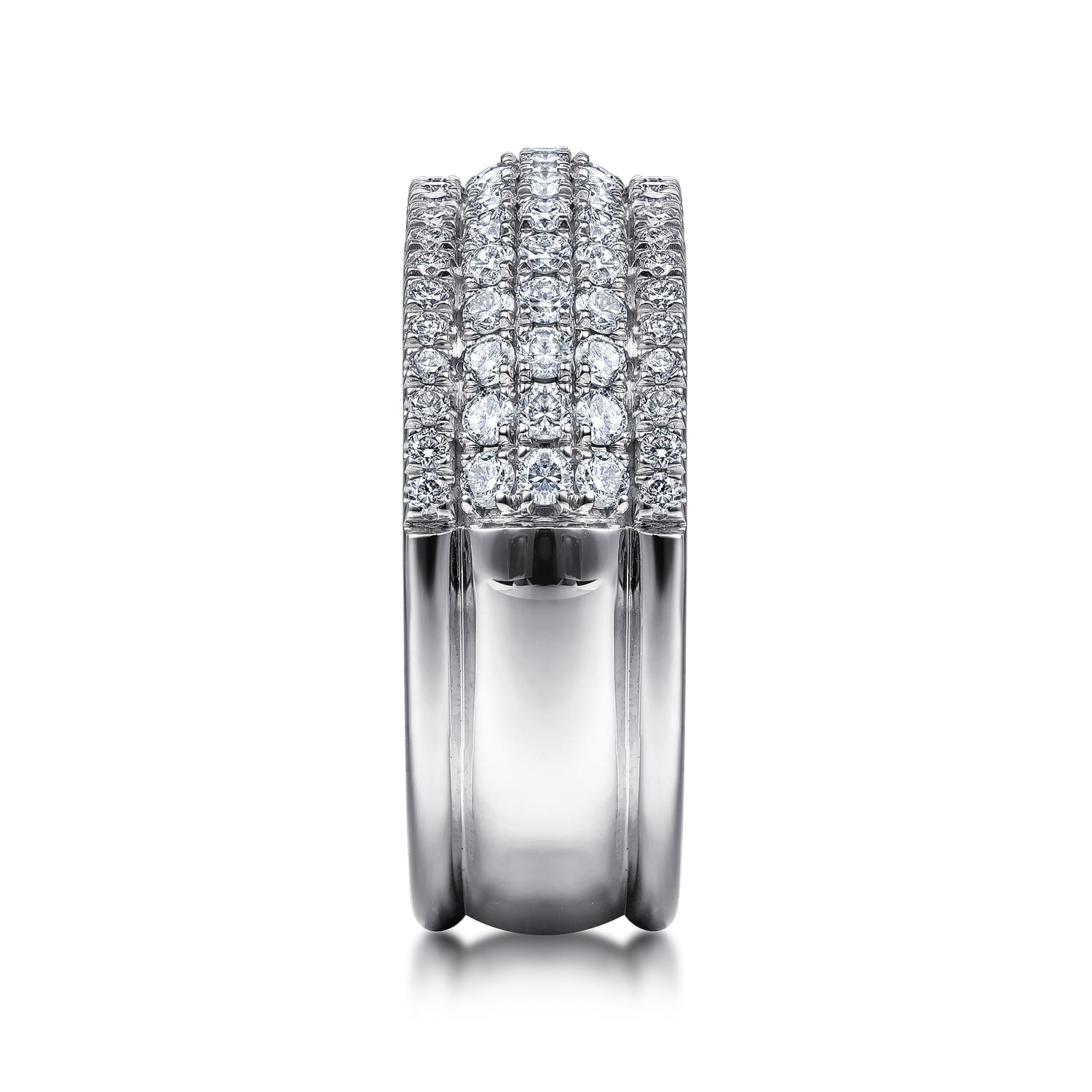 14K White Gold Wide Pave Diamond Band - 1 ct - Shot 4
