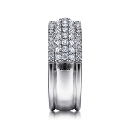 14K White Gold Wide Pave Diamond Band