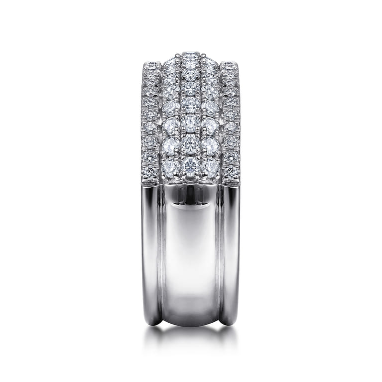 14K White Gold Wide Pave Diamond Band - 1 ct - Shot 4