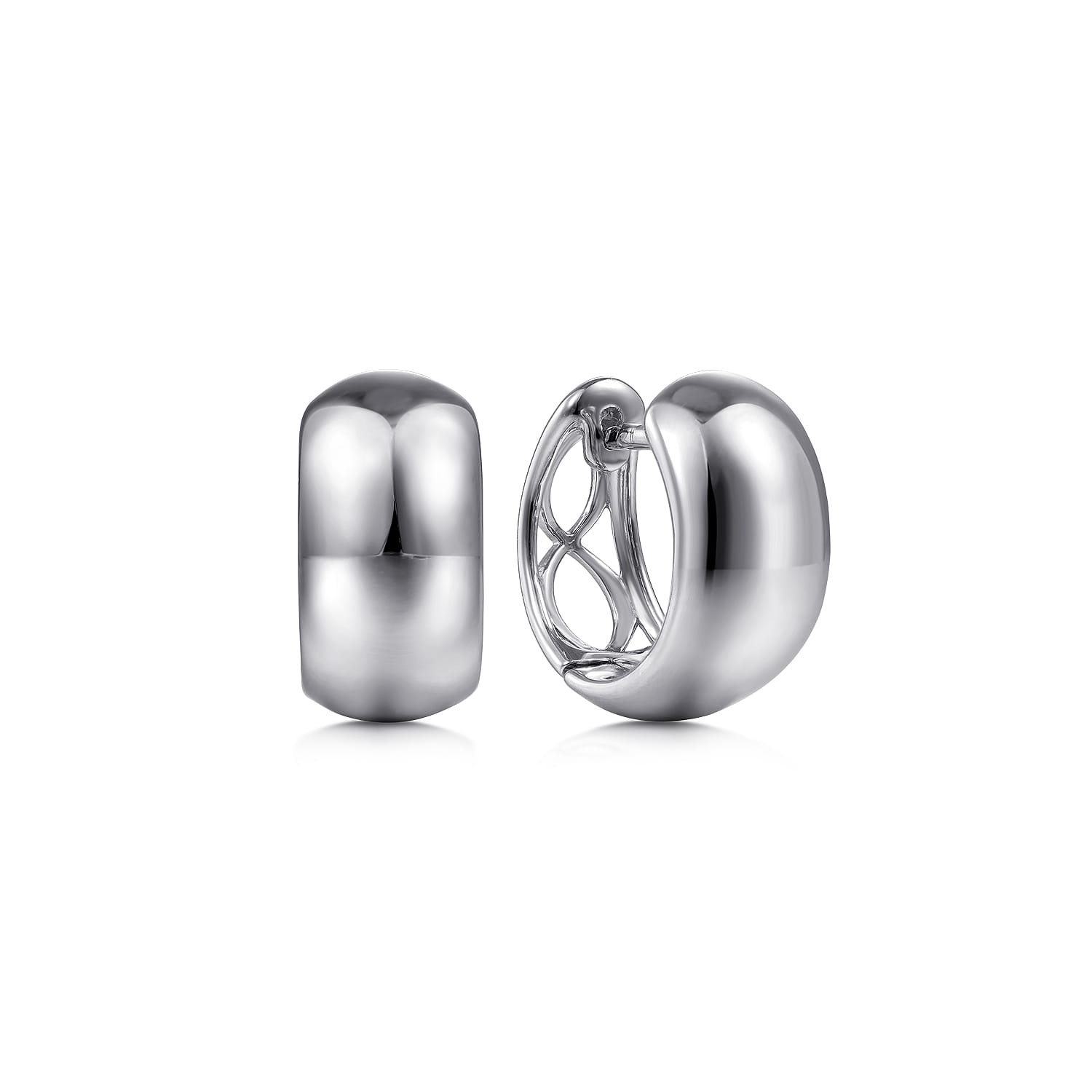 14K White Gold Wide Smooth Huggies - Shot 1