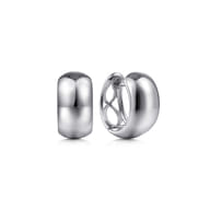 14K White Gold Wide Smooth Huggies