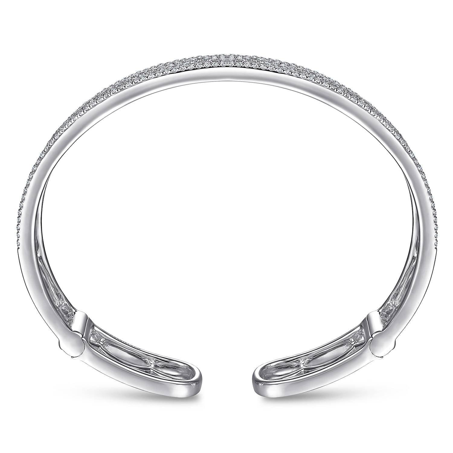 14K White Gold Wide Zig Zag Diamond Cuff Bracelet - 1.75 ct - Shot 3