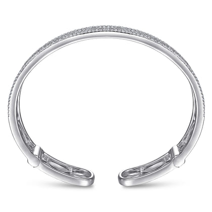 14K White Gold Wide Zig Zag Diamond Cuff Bracelet