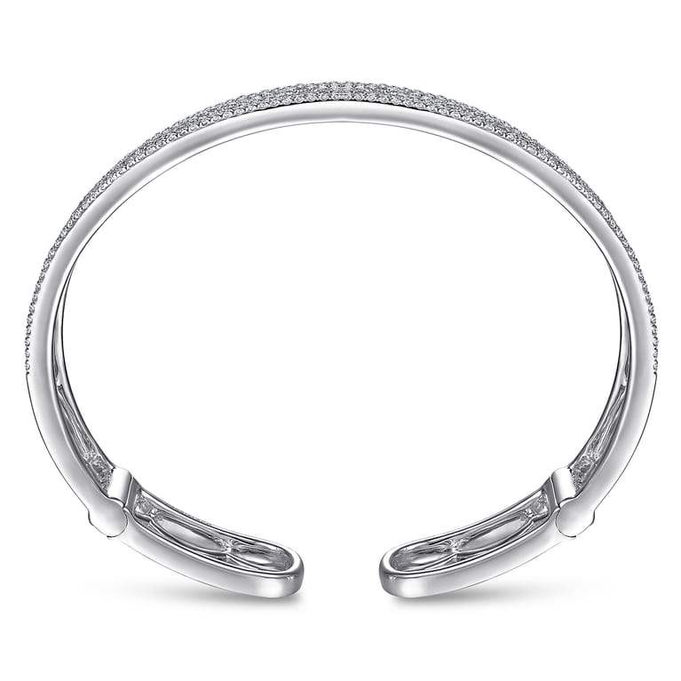 14K White Gold Wide Zig Zag Diamond Cuff Bracelet - 1.75 ct - Shot 3