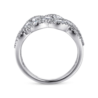 14K White Gold Woven Diamond Statement Ring