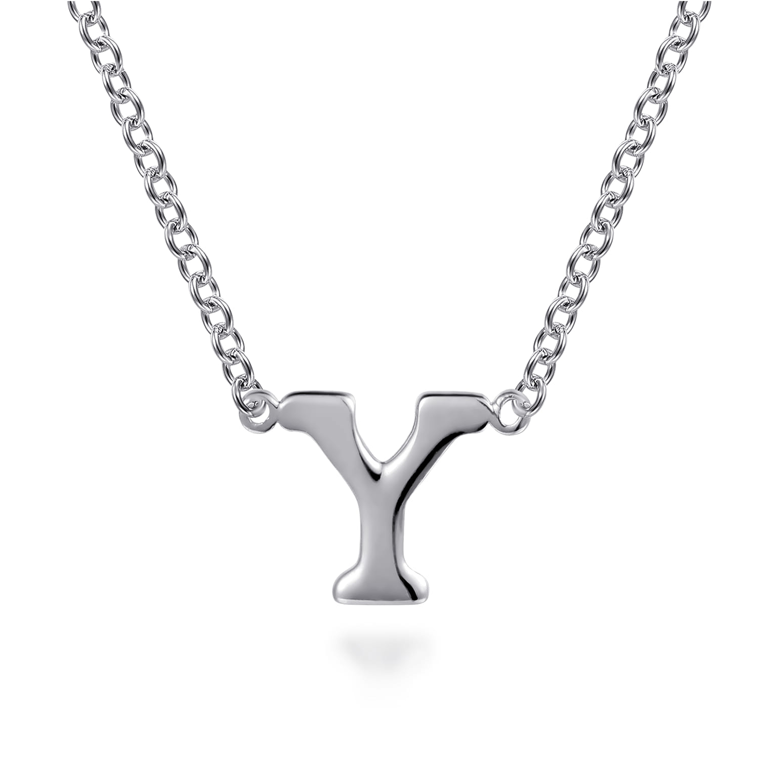 14K White Gold Y Initial Necklace - Shot 1
