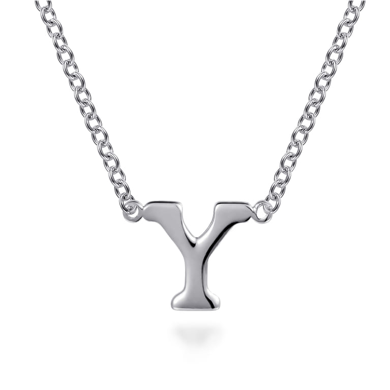 14K White Gold Y Initial Necklace - Shot 1