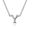 14K White Gold Y Initial Necklace