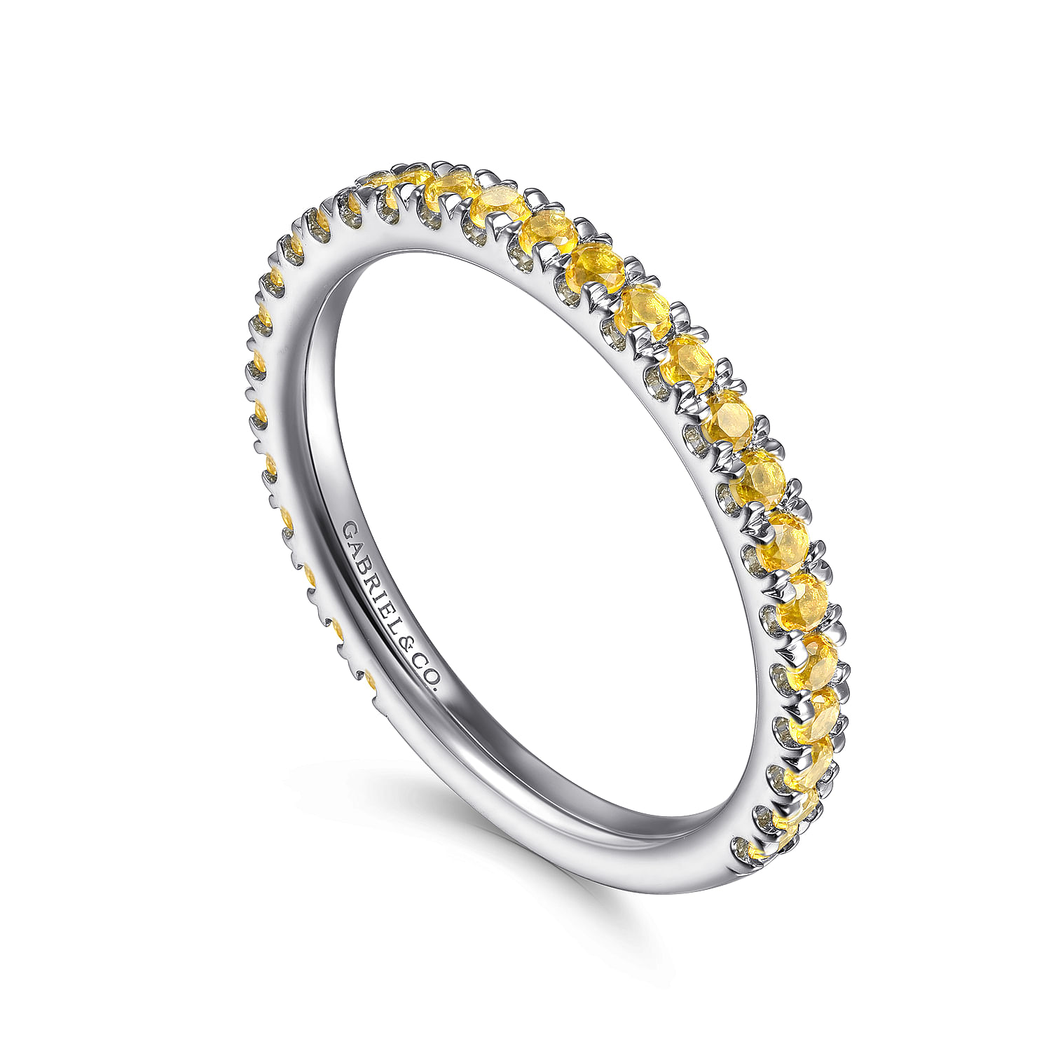 14K White Gold Yellow Sapphire Stackable Ring - Shot 3