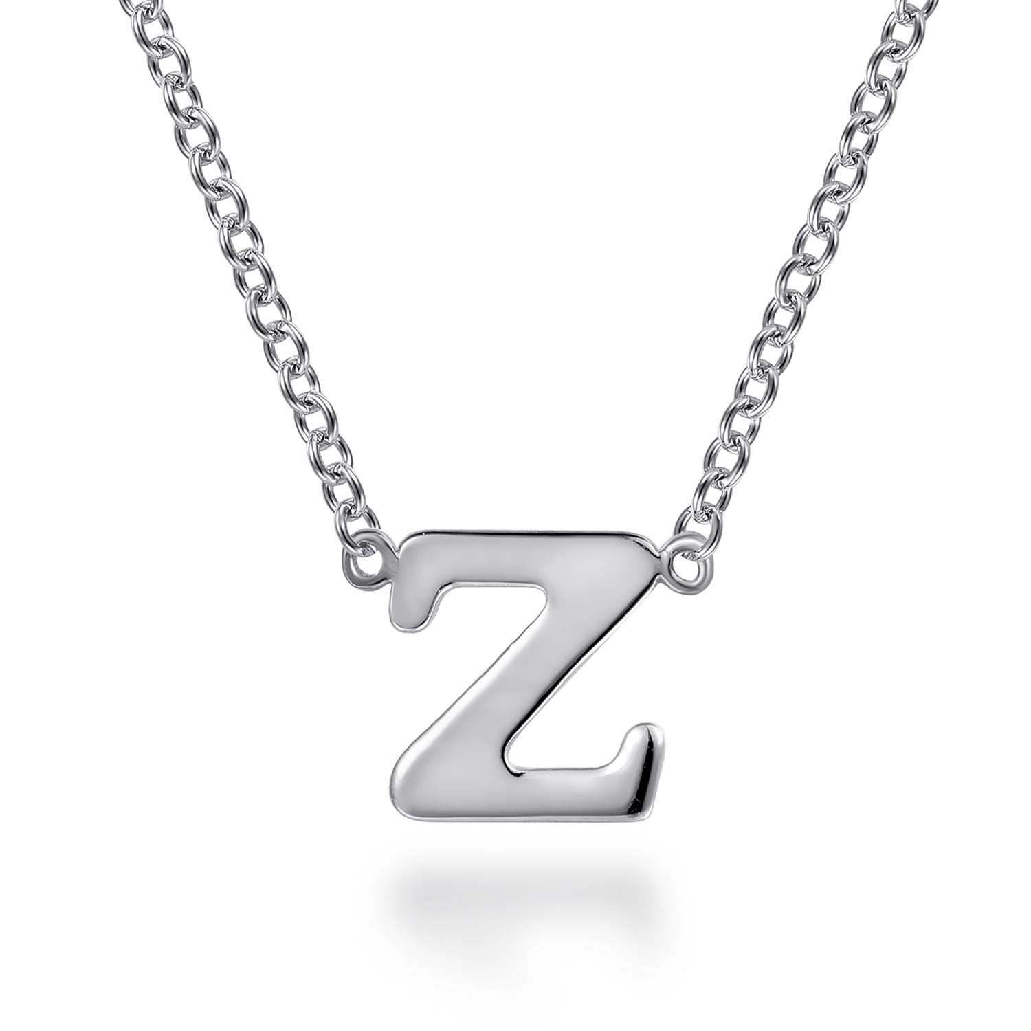 14K White Gold Z Initial Necklace - Shot 1