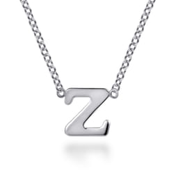 14K White Gold Z Initial Necklace
