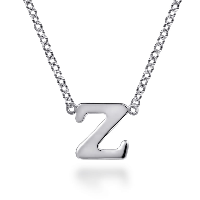 14K White Gold Z Initial Necklace - Shot 1