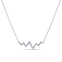 14K White Gold Zig Zag Diamond Necklace