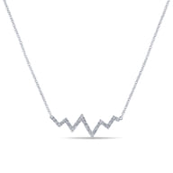14K White Gold Zig Zag Diamond Necklace