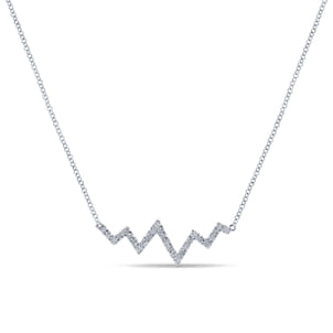 14K White Gold Zig Zag Diamond Necklace